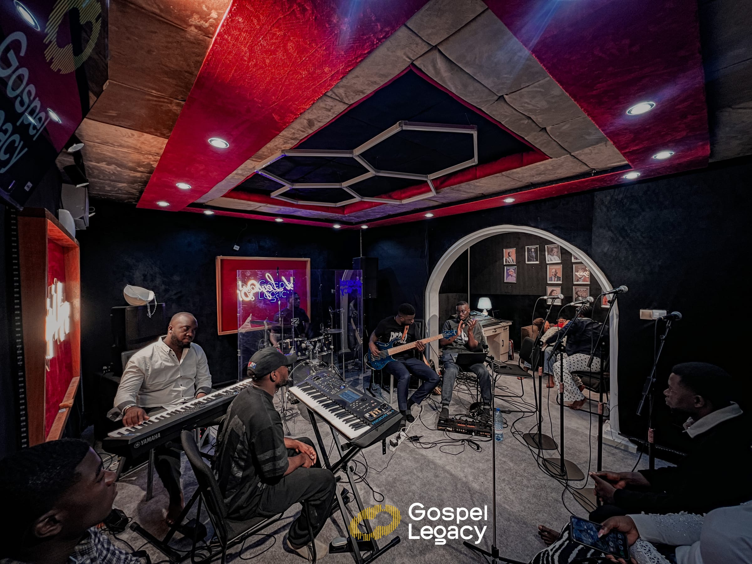 Gospel Legacy Team rehearsing in the Rehearsal & Recording Room at Gospel Legacy Studios